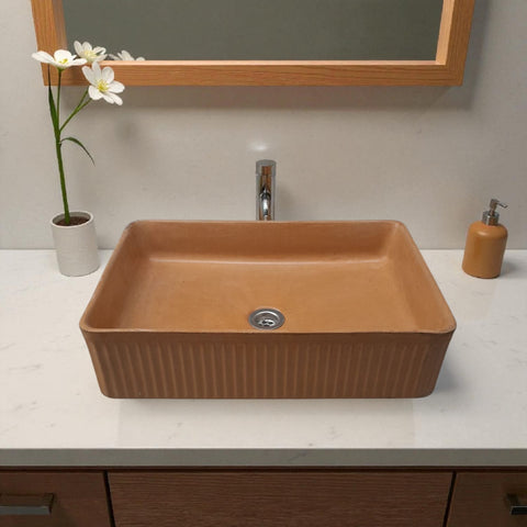 Image of The Abalone Burnt Orange Bespoke Concrete Sink 50 x 34 x 13cm Seedleme
