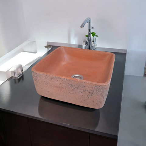 Image of Terracotta Exposed Aggregate Countertop Butler Basin 31x31x12cm