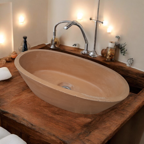 Image of Calypso Burnt Orange Bespoke Concrete Basin 56 x 29.5 x 15cm