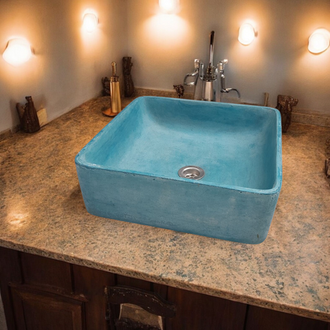 Image of Ocean Blue 36 x 36 x 12cm Bespoke Concrete Basin/Sink Handmade in RSA