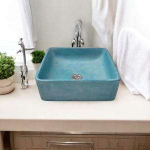 Ocean Blue 36 x 36 x 12cm Bespoke Concrete Basin/Sink Handmade in RSA