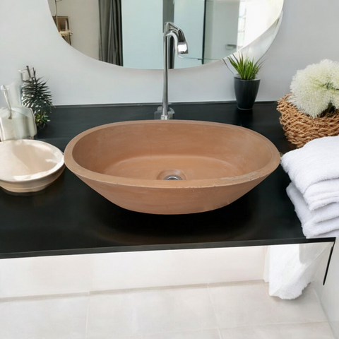 Image of Calypso Burnt Orange Bespoke Concrete Basin 56 x 29.5 x 15cm