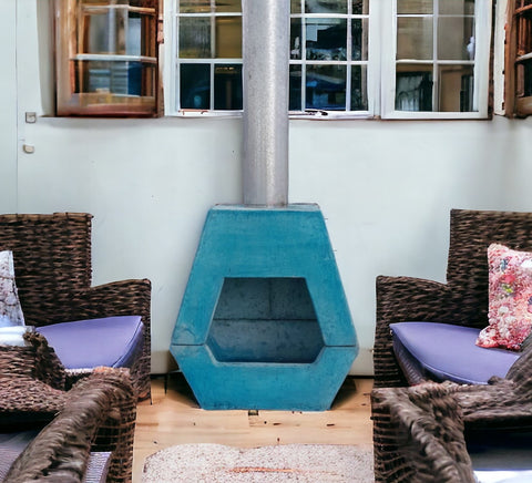 Image of Blue Concrete fireplace indoor/outdoor 60 x 55 x 30cm