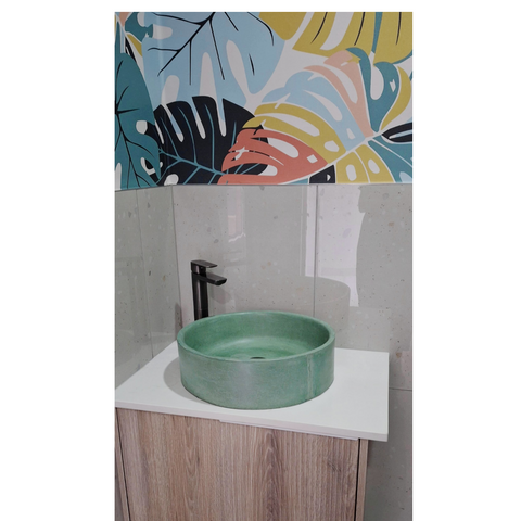 Image of Green Bespoke Round Cement Basin 40 x 12cm