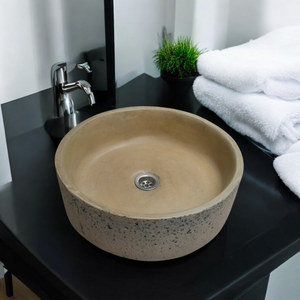 Sandstone Round Flat Exposed Aggregate Bespoke Basin 40 x 40 x 12cm(Made to Order)