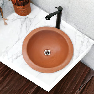 Terracotta Bespoke Round Concrete Drop-In Sink 43 x 43 x 15cm(Made to Order)