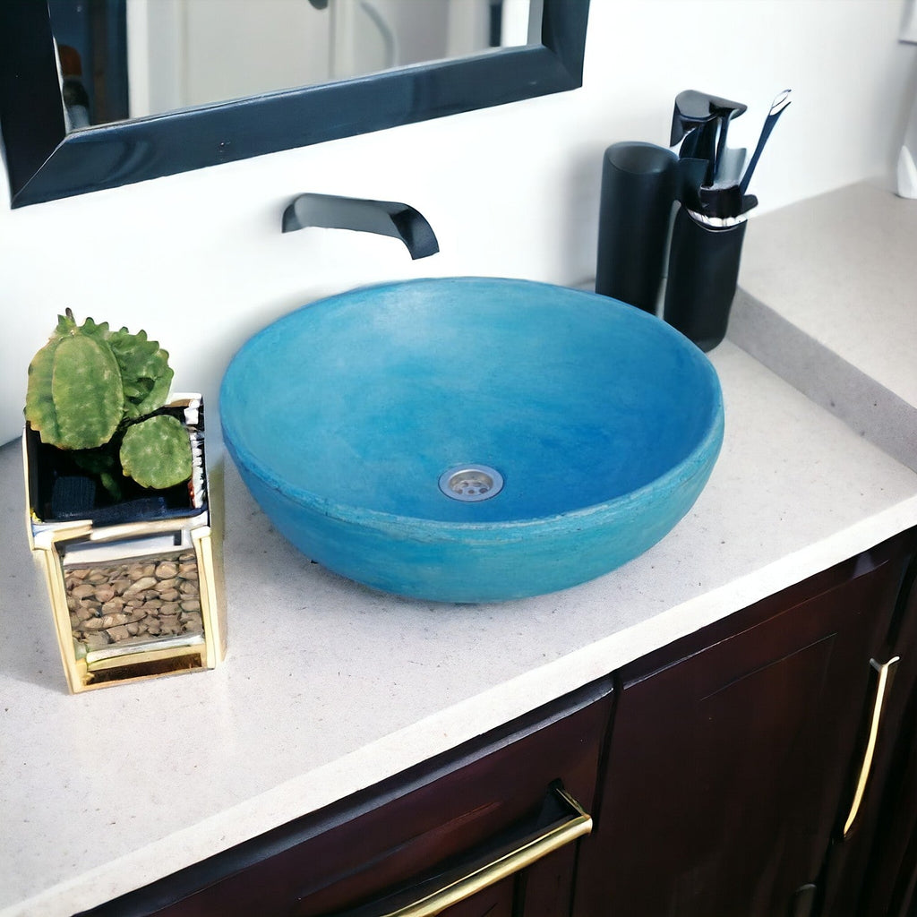 Ocean Blue Round Concave Bespoke Sink 42 x 42 x 14cm Seedleme