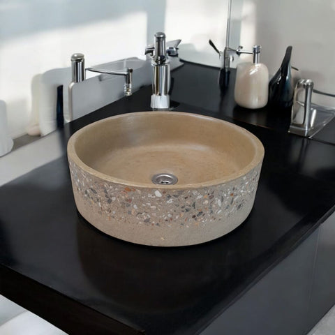 Image of Sandstone Round Flat 40 x 40 x 12cm Namibian Dream Bespoke Concrete Sink Seedleme