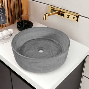 Round Cement Concrete Basin Handmade Countertop Sink 40cm x 12 cm