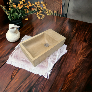 Sandstone Indoor & Outdoor Basin 42 x 24 x 11.5cm - Concrete Sink Seedleme