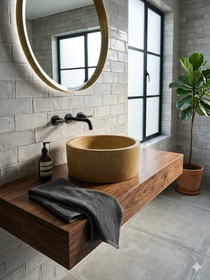Sandstone Round Bespoke Concrete Sink 30 x 30 x 13cm