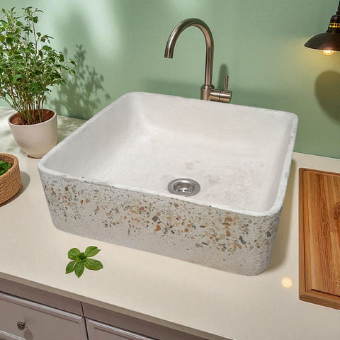Image of Ivory 36 x 36 x 12cm Namibian Dream Concrete Sink Seedleme