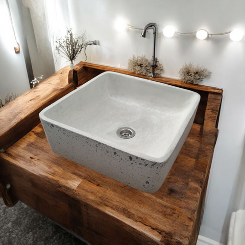 Image of Ivory Exposed Aggregate Countertop Butler Basin 36 x 36 x 12cm Seedleme