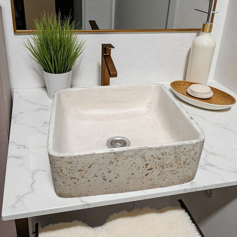 Image of Ivory 31 x 31 x 12cm Namibian Dream Concrete Sink Seedleme