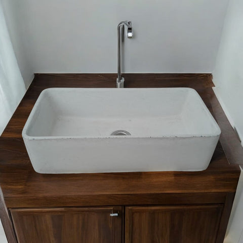 Image of Aquatina Ivory Concrete Basin 47 x 23.5 x 12cm Seedleme