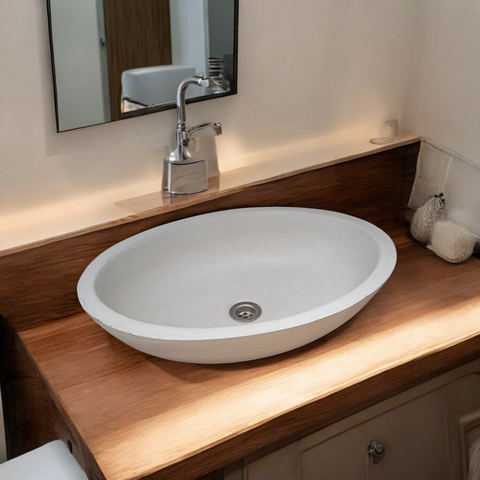 Image of Angels Rock Pool Ivory Bespoke Bathroom Sink 545x400x165mm Seedleme