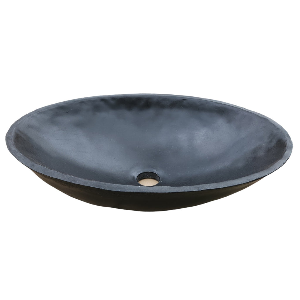 Black Concrete Oval Basin 50x35x15 cm - High strength, chip resistant, Sealed